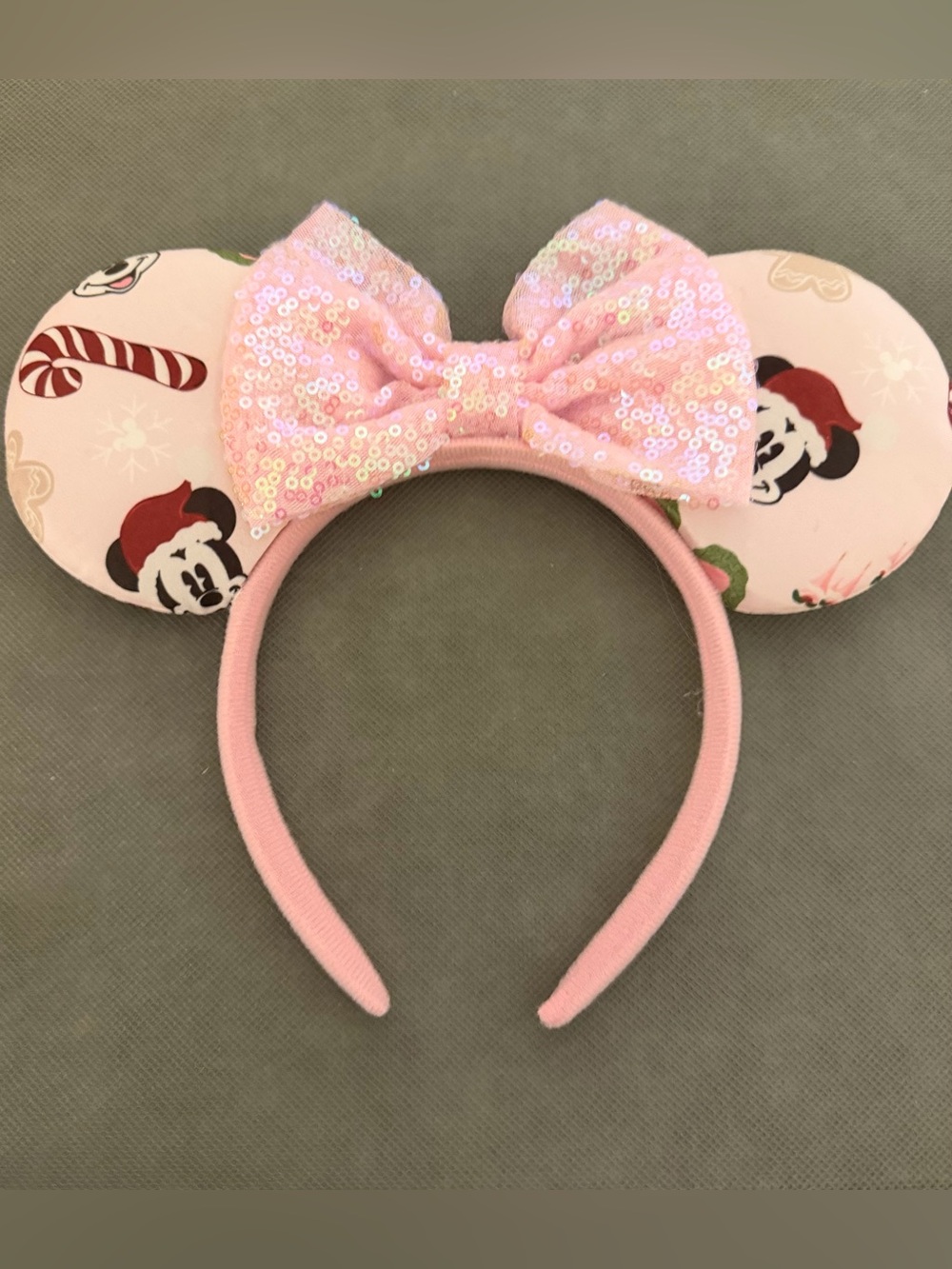 Pink Sequin Bow Minnie Ear Headband